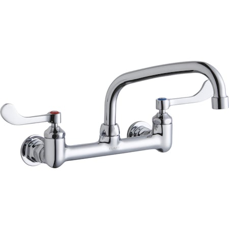 Elkay Elkay 8" Centers Wall Faucet 8" Arc Tube Spout 4" Wsbld Hdl Inlets LK940AT08T4H